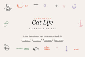 Cat Life Hand Drawn 67 Elements