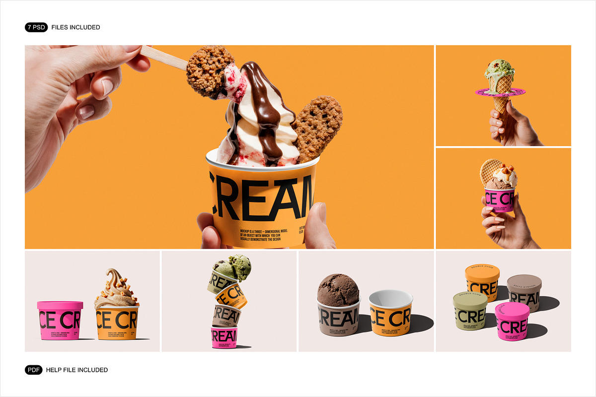 Ice Cream Cup Mockup Set, a Packaging Mockup by Renderteam (Photo 2 of 16)