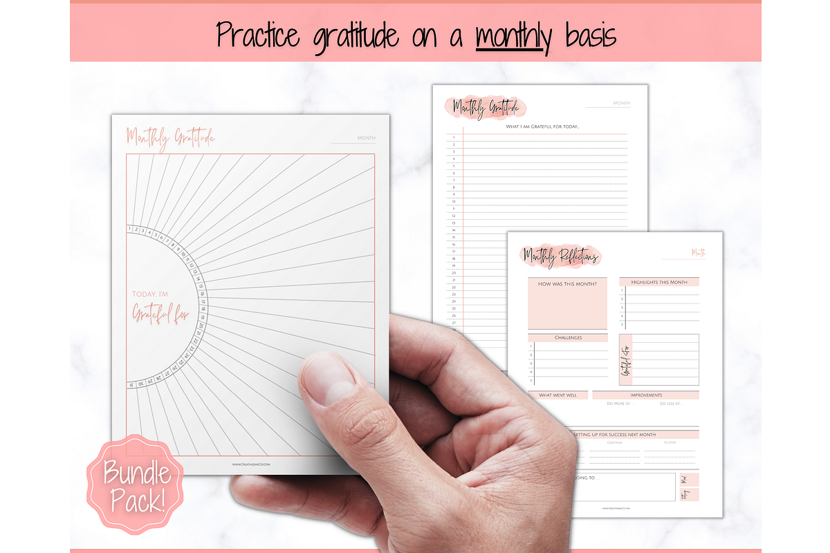 Printable Gratitude Journal BUNDLE, a Templates & Theme by Templatables (Photo 6 of 10)