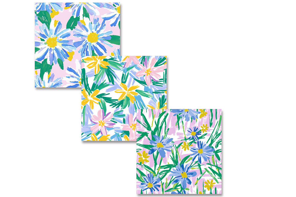 Summer Floral Digital Papers, a Pattern Graphic by SinaCreation (Photo 4 of 5)