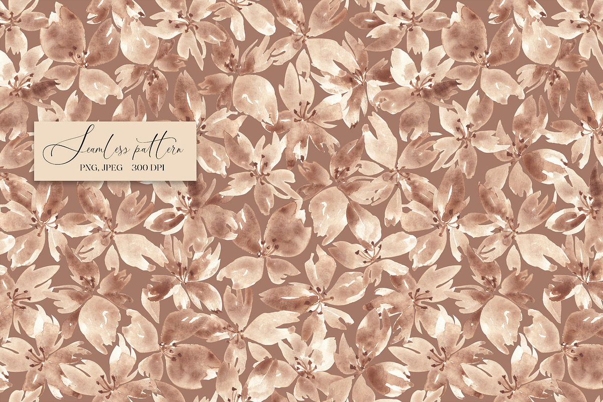Mocha mousse flowers seamless patter, a Pattern Graphic by SirenaArt (Photo 7 of 16)