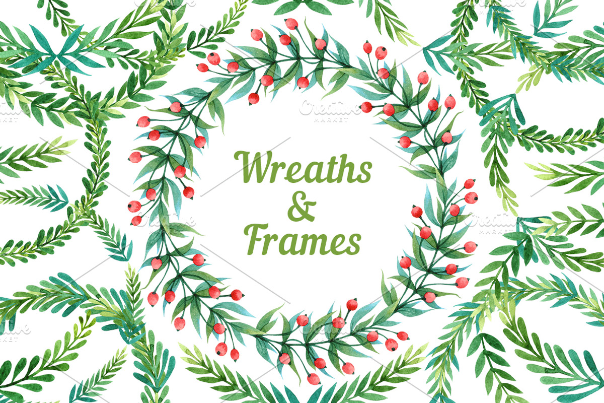 Watercolor wreaths and frames, an Illustration by Evgeniia Zagreeva (Photo 1 of 3)