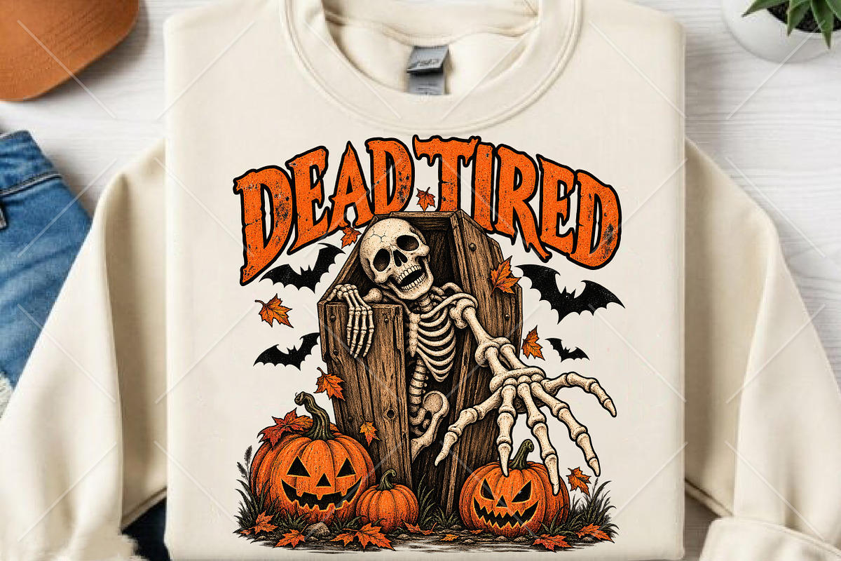 Halloween Dead Tired Skeleton Coffin, a Seasonal Illustration by Canvas Craft (Photo 2 of 6)
