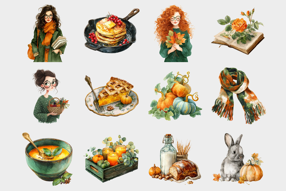 Watercolor Fall Clipart, a Seasonal Illustration by Design Market (Photo 2 of 5)