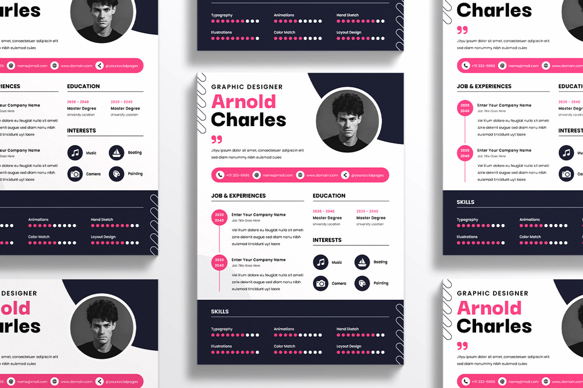 Pink Background Resume CV, a Resume Template by iDoodle Studio (Photo 4 of 4)
