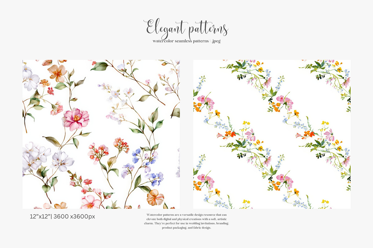 watercolor seamless pattern set, a Pattern Graphic by Patishop Art (Photo 2 of 7)