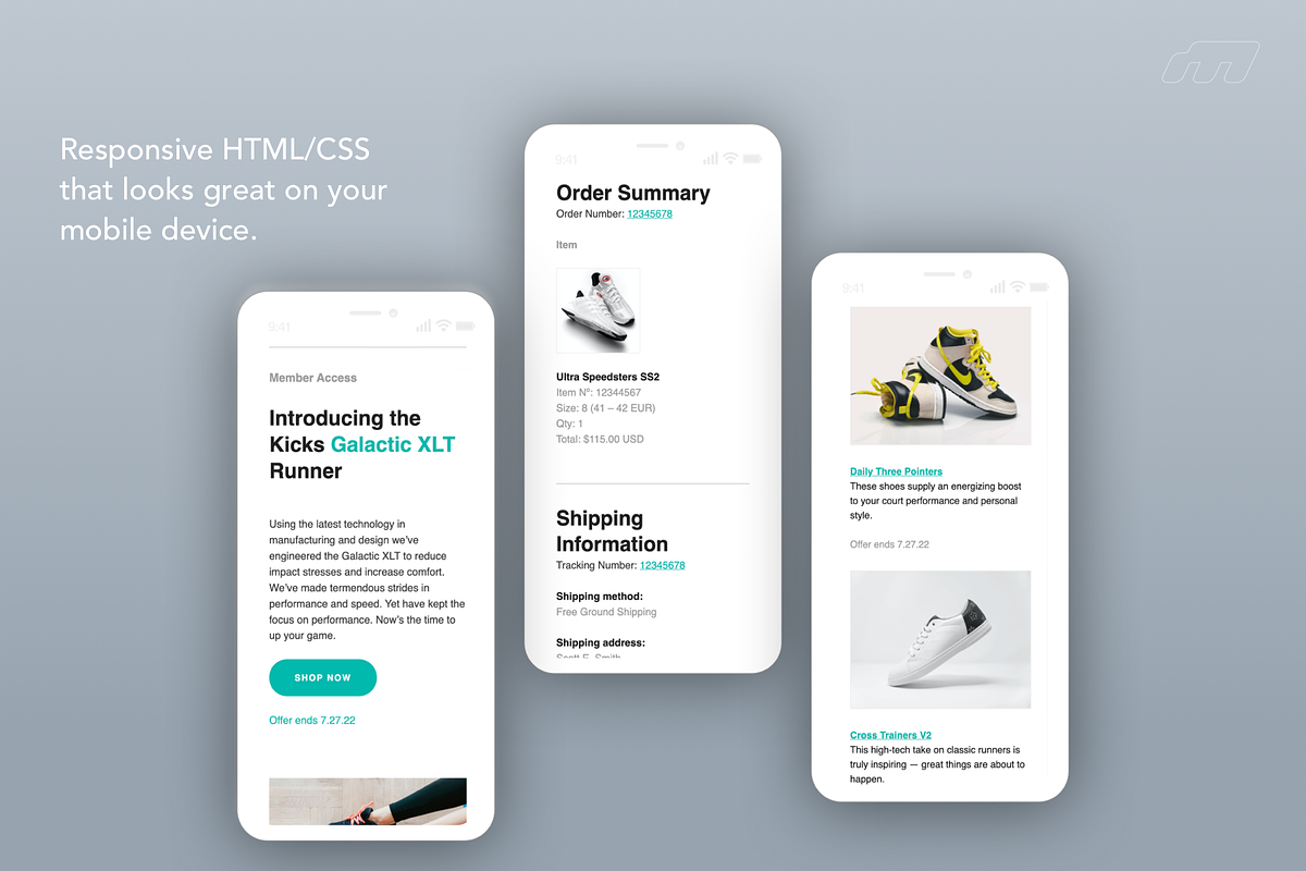 Kicks Email Template Bundle #1, an Email Template by McCaffery Design