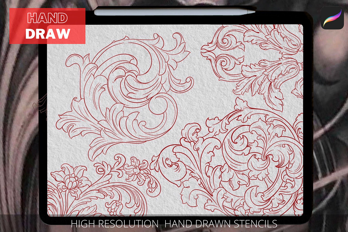 Acanthus Ornaments, Procreate Brush, a Brushes & More by Tattoo Worker Studio (Photo 3 of 6)