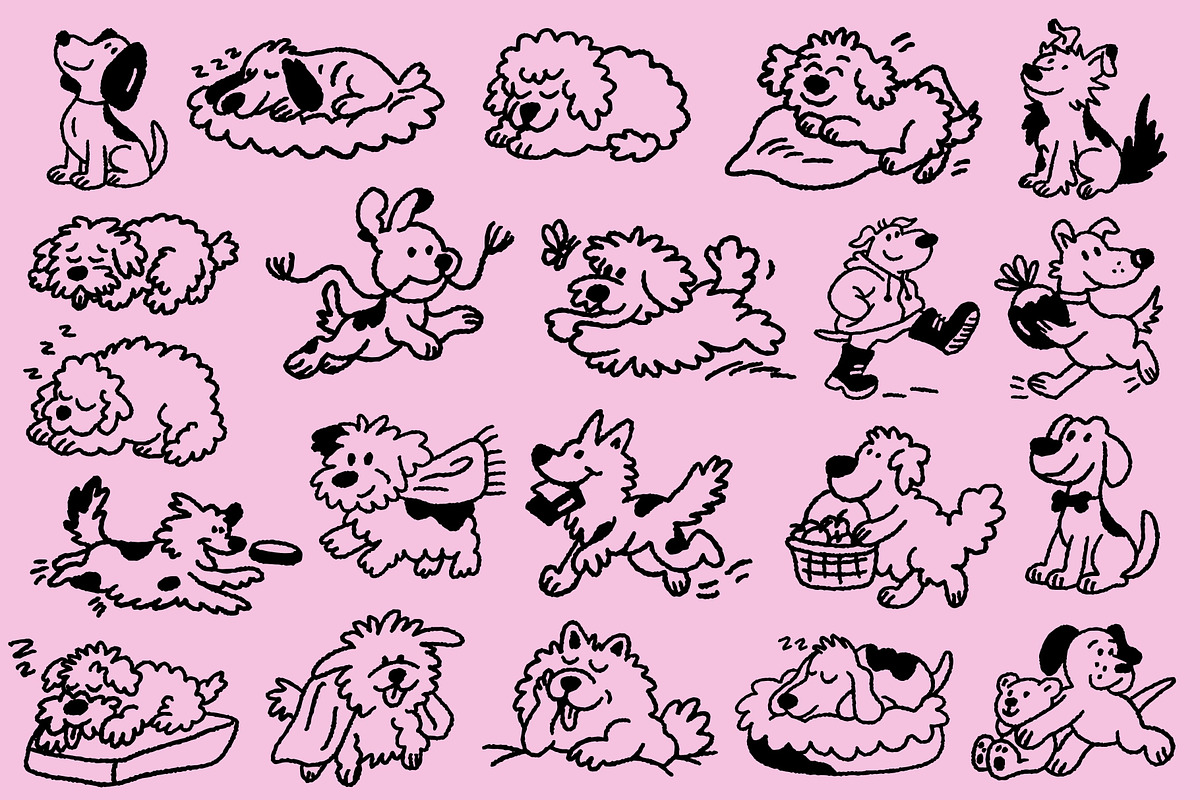 Dog Days: 100 Textured Pups Pack, an Animal Illustration by Veyla (Photo 8 of 14)