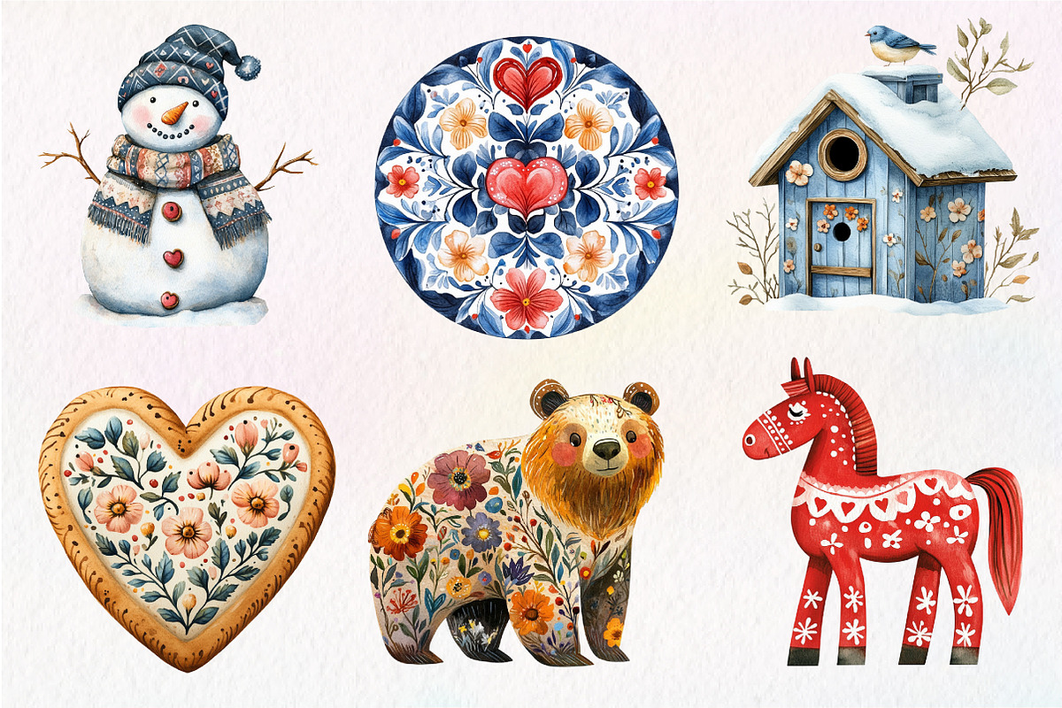 Christmas Scandinavian Folk Art Clip, an Illustration by Dream Creation (Photo 6 of 7)