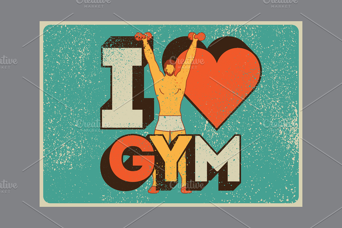 I Love Gym. Vector poster set., a Sport Illustration by PoPaShop (Photo 4 of 7)