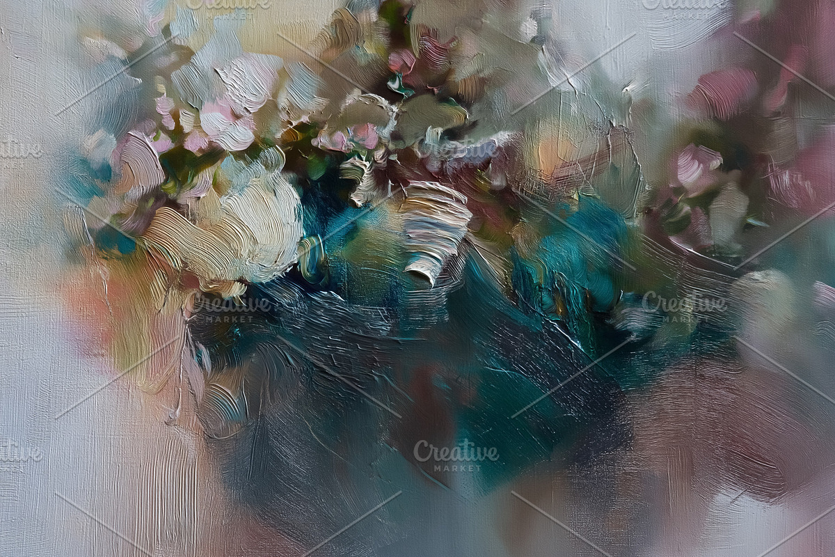 Thick oil paint creating an impressionistic floral arrangement,, a Decorative Illustration by Studio ANNA