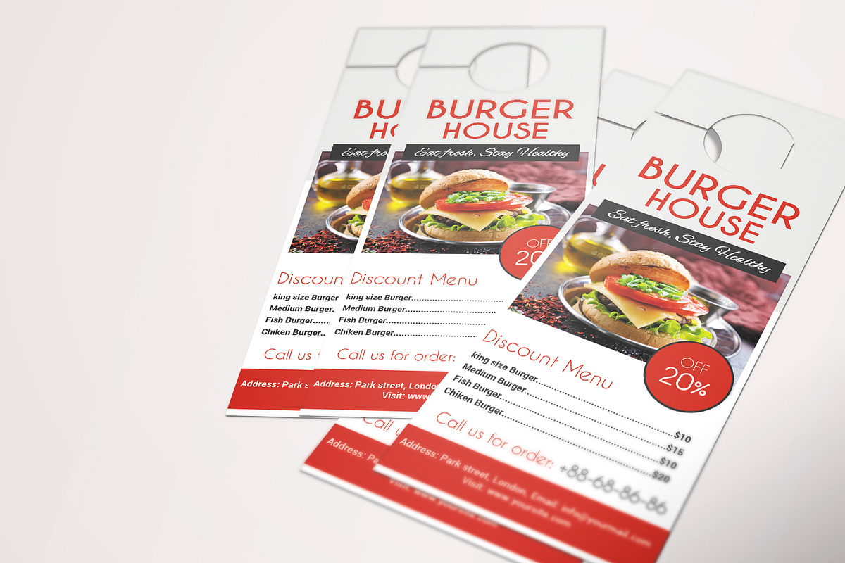 Restaurant Door Hanger, a Stationery Template by DGTouch (Photo 3 of 4)