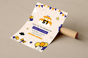 Birthday Invitation Card Layout, a Stationery Template by MightyDesign