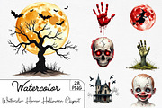 Watercolor Horror Halloween Clipart, an Illustration by CrexoraLab (Thumbnail 1 of 5)