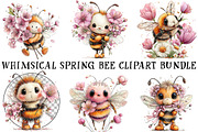 Whimsical Spring Bee Clipart Bundle, an Illustration by OK Design (Thumbnail 2 of 6)