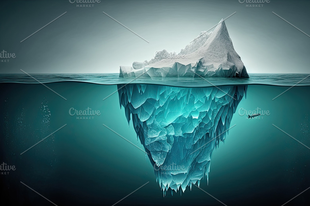 Iceberg Floating On Sea - Appearance And Global Warming Concept. Generative AI, a Seasonal Illustration by José Manuel Gelpi