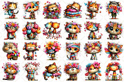 Whimsical Spring Cat Clipart, an Illustration by Black Bird Studio (Thumbnail 2 of 5)