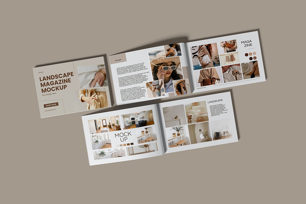 Landscape Magazine Mockup, a Books & Magazine Mockup by Pikachudesign