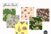 Watercolor Snail Seamless Patterns, an Animal Illustration by OlDm_Shop (Thumbnail 2 of 10)