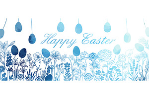 blue Easter card with egg. hand, an Illustration by Nenahliadava Design