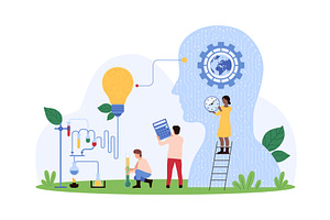 Integrating AI and Innovation in, a Technology Illustration by Flashvector