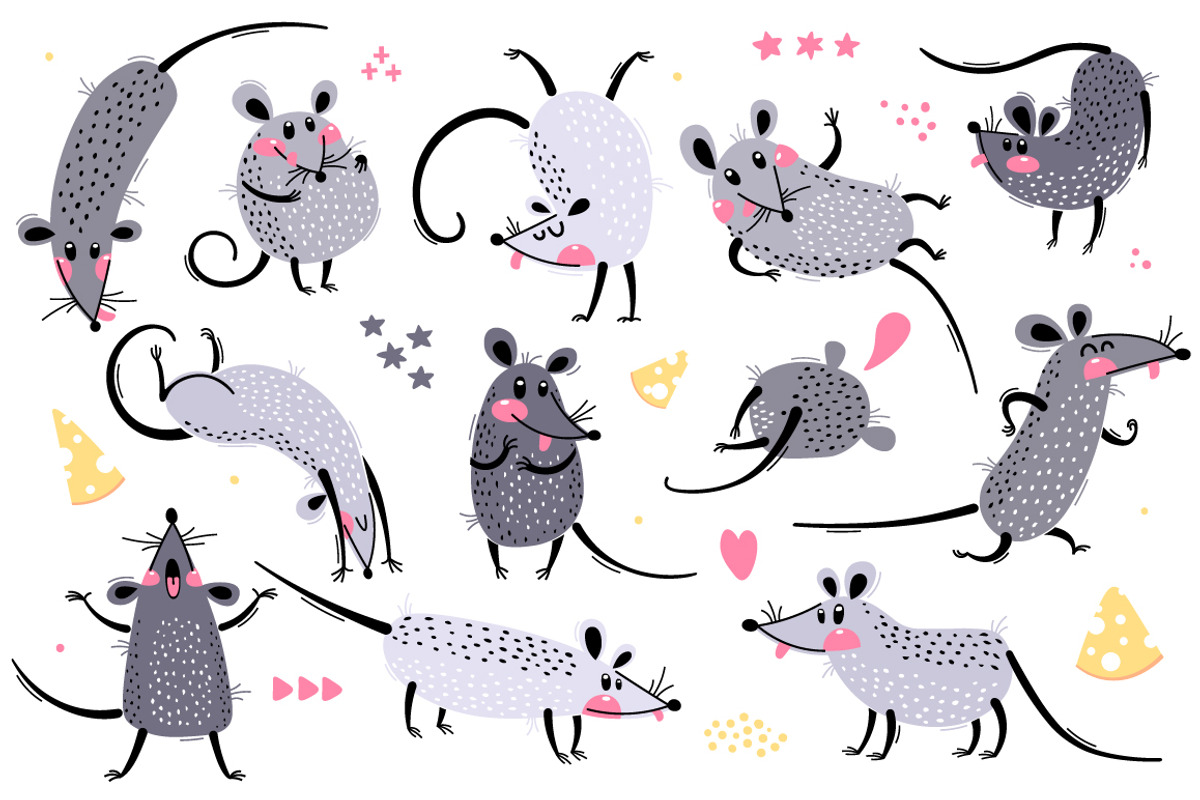 Rats - cute set, an Animal Illustration by Baksiabat (Photo 3 of 7)