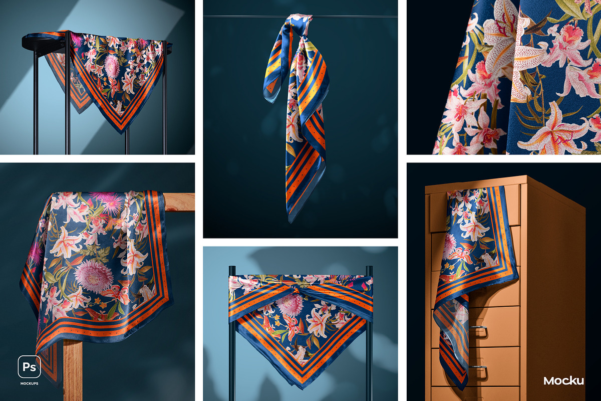 Silk Scarf Mockup - Studio series 03, an Apparel Mockup by Mocku (Photo 2 of 13)