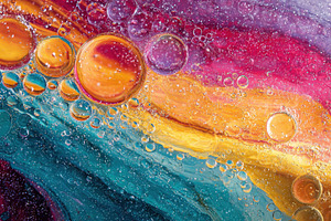 Vibrant oil and water abstract art c, an Abstract Photo by Pixeness Studio