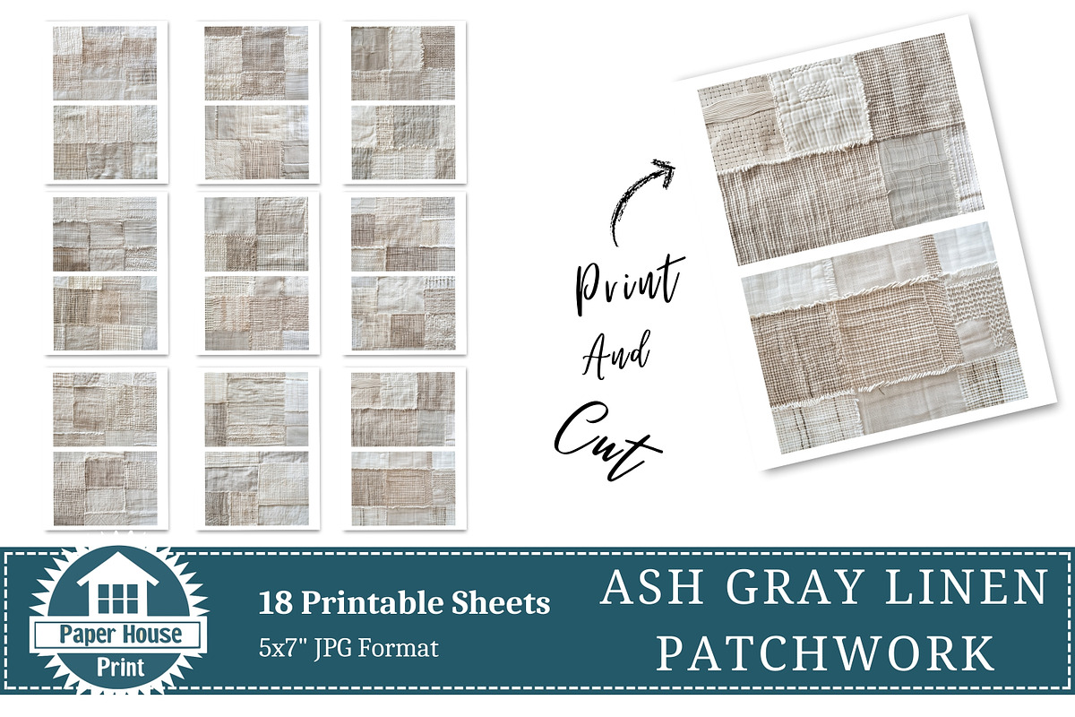 Ash Gray Linen Patchwork Papers, an Illustration by NiiiNArt (Photo 5 of 8)