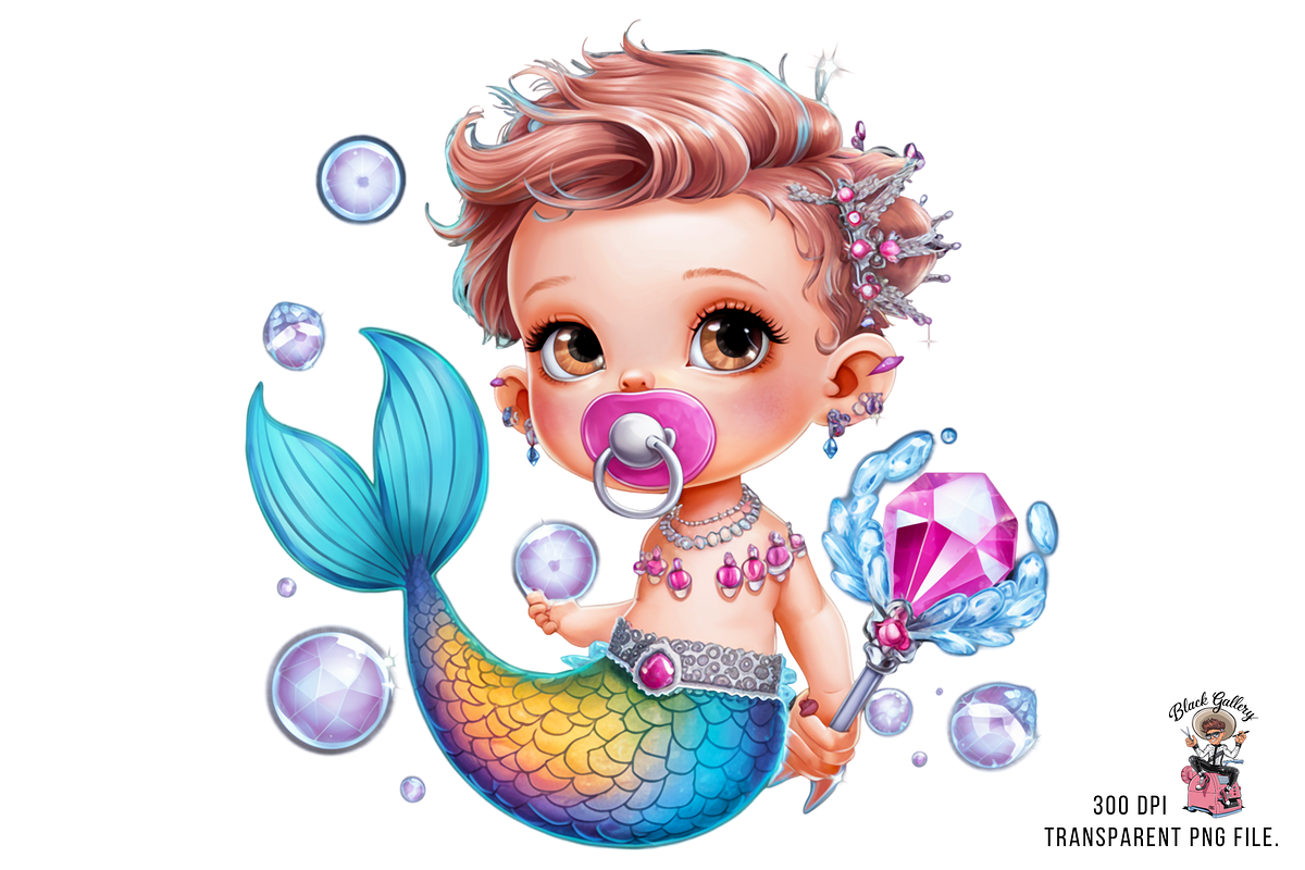 Cute Baby Mermaid PNG Bundle, a Graphic by Clipart Bloom (Photo 3 of 11)