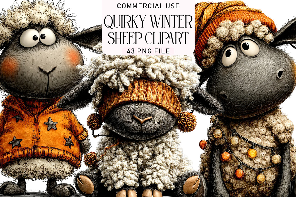 Quirky Winter Sheep Clipart, an Illustration by Daily.Designs (Photo 1 of 5)
