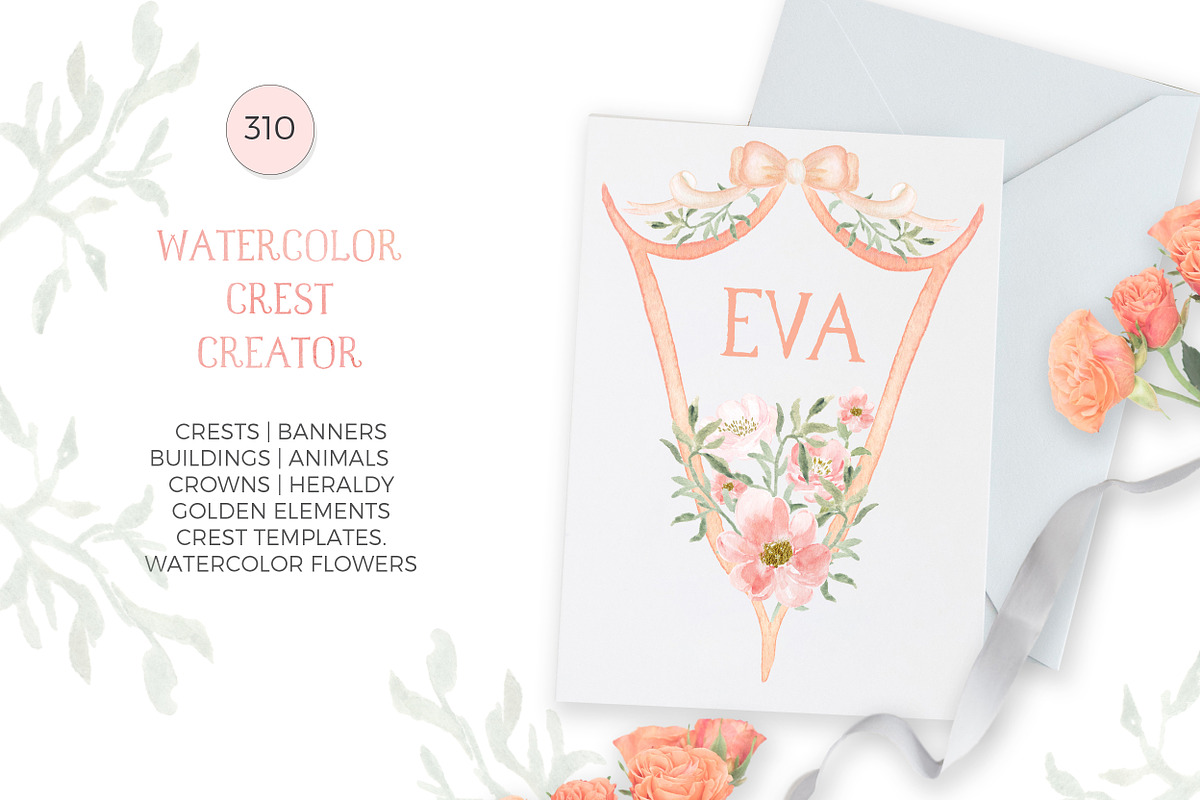 Crest Creator Wedding Watercolor, an Illustration by LABFcreations (Photo 3 of 18)