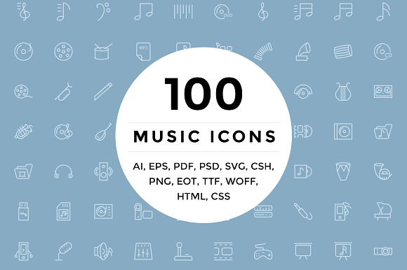 100 Music and Multimedia Icons preview 4