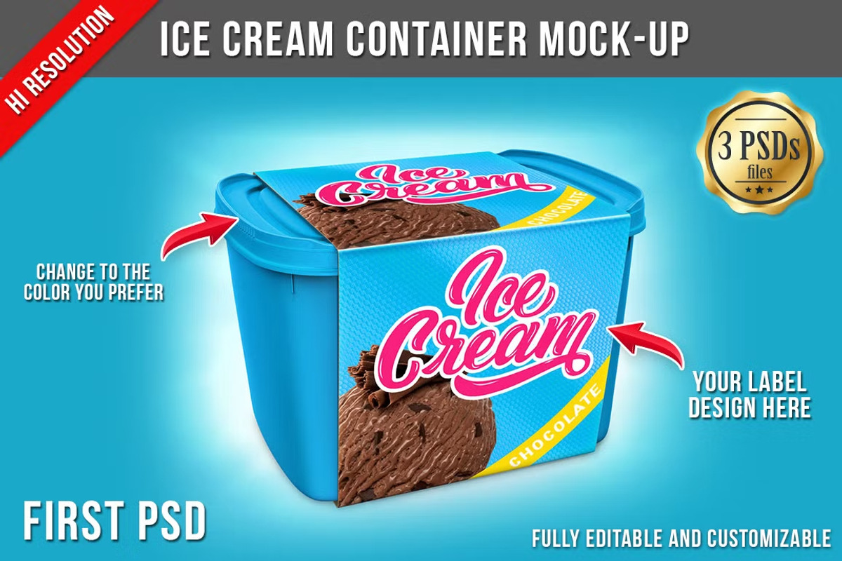 Ice Cream Container Mockup, a Cups & Container Mockup by Bruno's Shop (Photo 1 of 9)