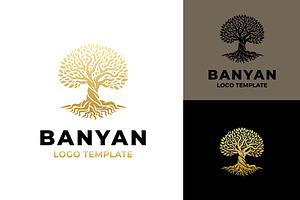 Gold Banyan Tree Logo Design, a Branding & Logo Template by funpixel