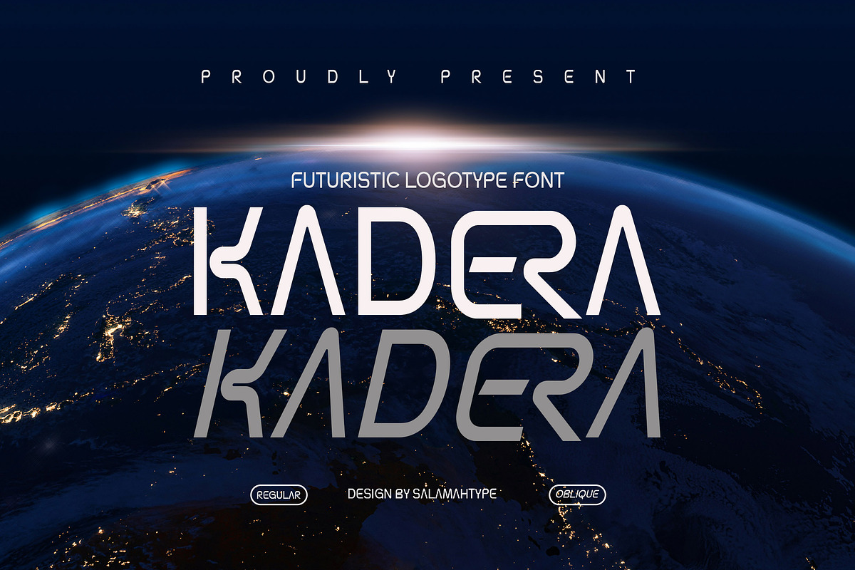 Kadera - Futuristic Font, a Font by Salamahtype (Photo 1 of 8)