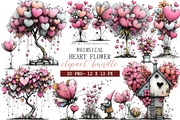Whimsical Heart Flower Clipart, an Illustration by DreamArtGraphic (Thumbnail 1 of 4)