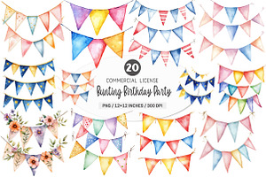 Banner Bunting Birthday Party PNG, an Illustration by SinaCreation