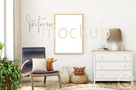 Boho Frame Mockup Interior, a Poster Template by Mockup Shop