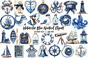 Watercolor Blue Nautical Clipart, an Illustration by Libby Wishes (Thumbnail 1 of 6)
