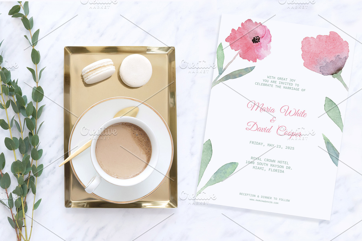 Floral Watercolor Wedding Invitation, an Invitation Template by Love Design (Photo 2 of 7)
