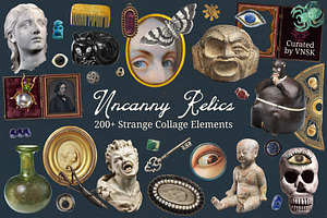 Uncanny Relics: Collage Elements, an Object Graphic by Anastasiia VNSK