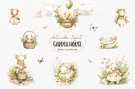 Mouse watercolor clipart for kids, an Animal Illustration by MyLittleMeow