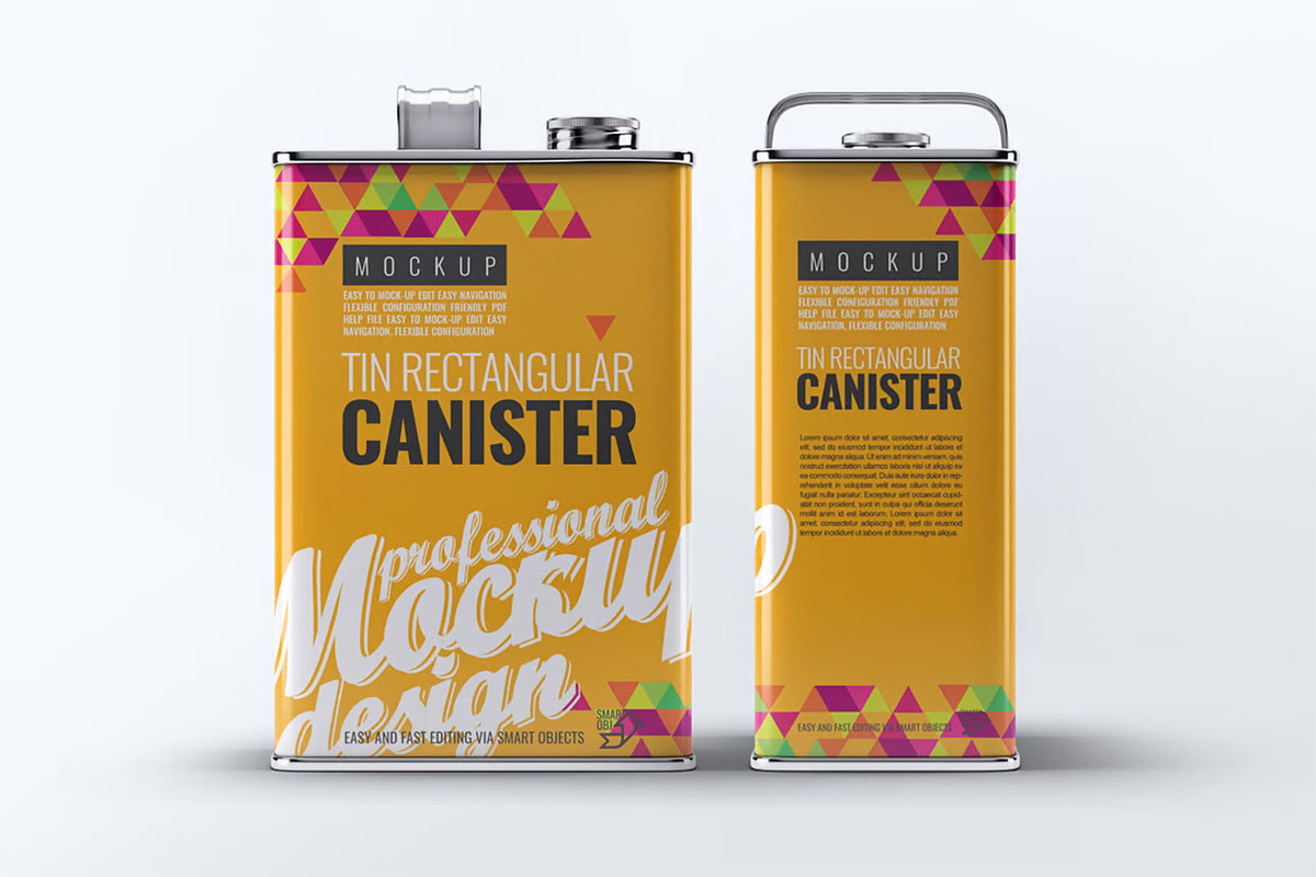 Tin Rectangular Canister Mock-Up, a Packaging Mockup by DesignRushMarket (Photo 4 of 8)
