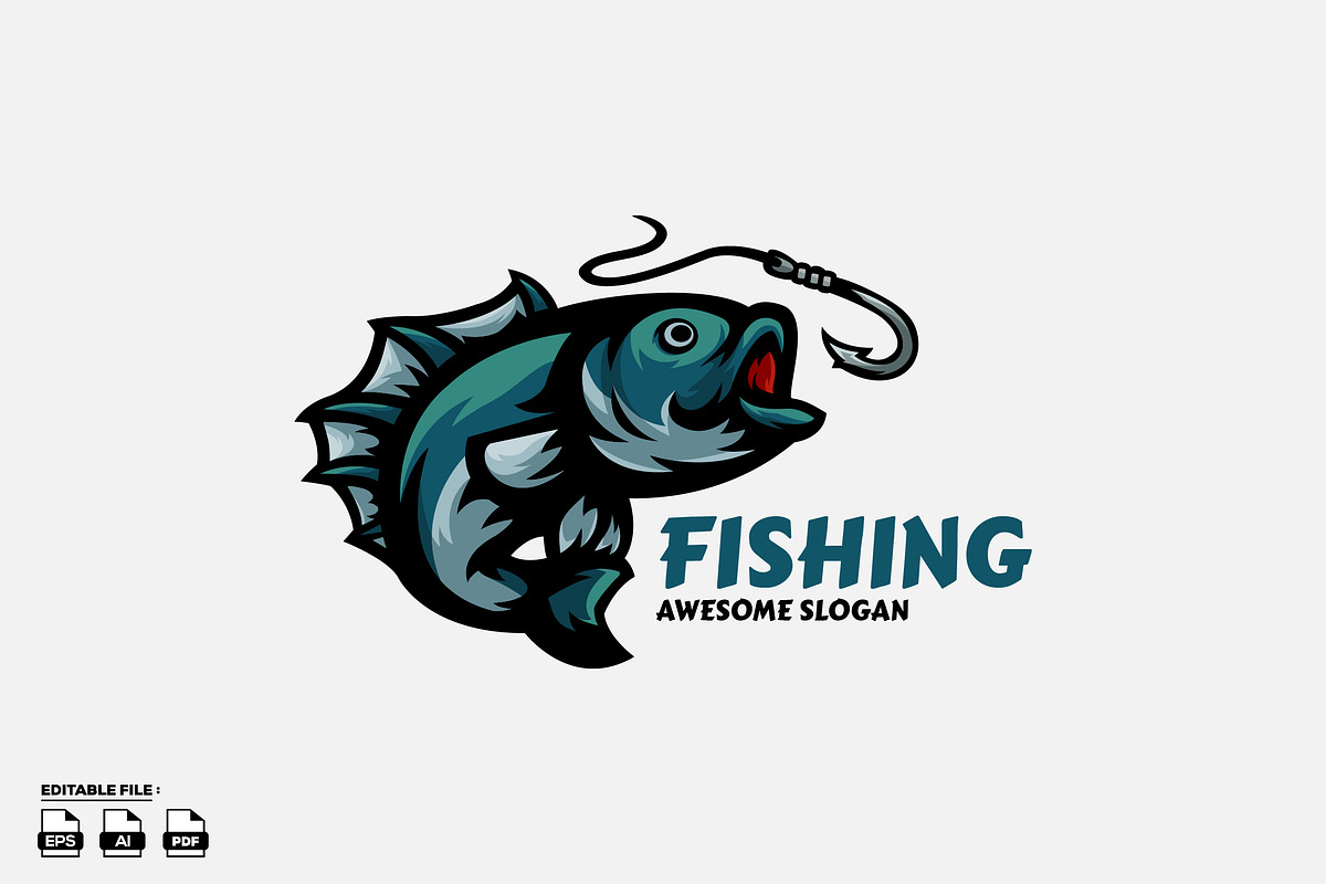 Fishing logo design, a Branding & Logo Template by LOGTURNAL