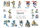 Watercolor Skate Clipart, a Decorative Illustration by stickermadness (Thumbnail 1 of 4)