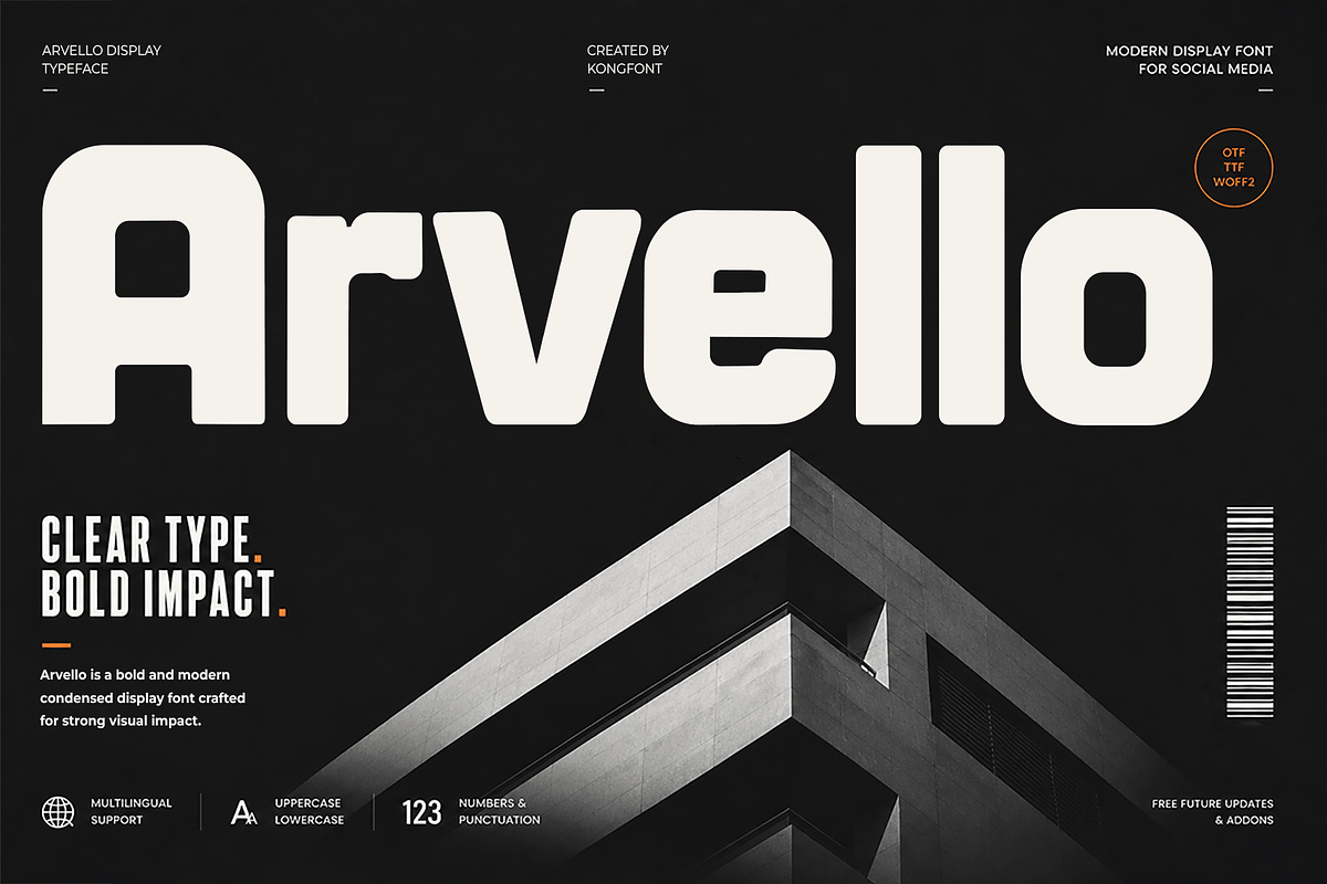 Arvello – Modern Display Font, a Sans Serif Font by overlaytemplates (Photo 1 of 5)