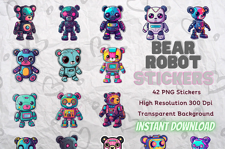 Unique Bear Robot Stickers