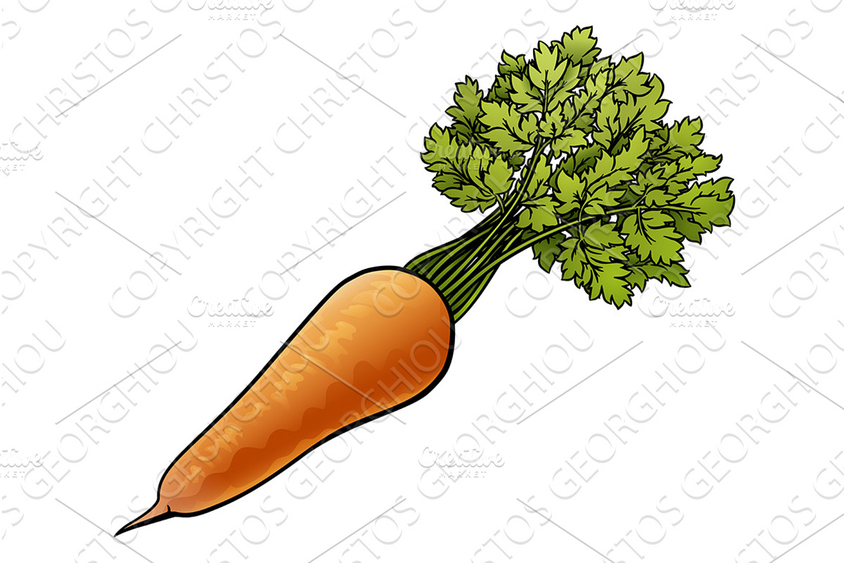 Carrot Vegetable Cartoon, a Food Illustration by Christos Georghiou